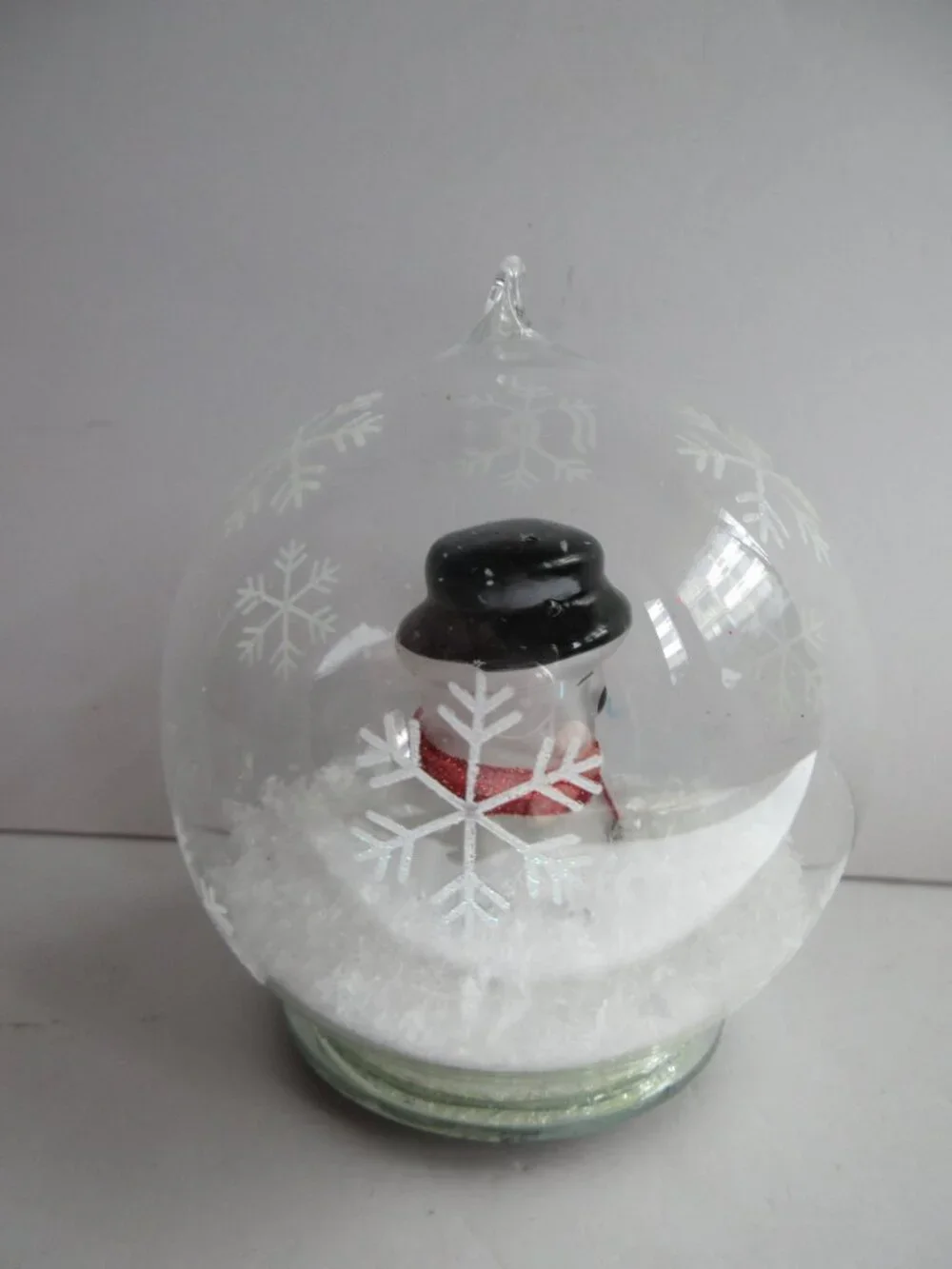 Handblown Christmas Ornament Glass Globe Snowman Color Changing LED Light Up